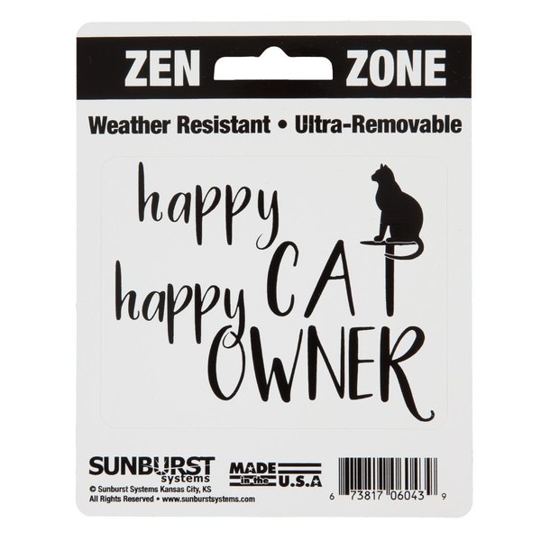 Sunburst Systems Decal Zen Zone Happy Cat Happy Owner 4 in x 5 in 6043